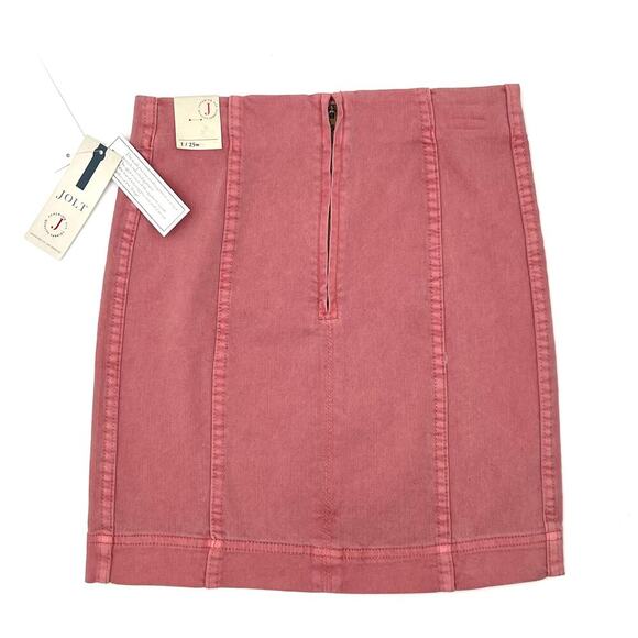 Jolt NWT Washed Dusty Rose Pink Stretch Denim Mini Skirt 1/25W Coastal Cowgirl - Picture 4 of 10
